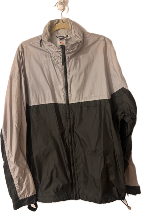Early-2000s adidas windbreaker in silver grey and charcoal, one of the first pieces coming to REWORN